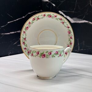 Duchess Bone China Tea Cup and Saucer Set Pink Rose Floral Gold Trim England